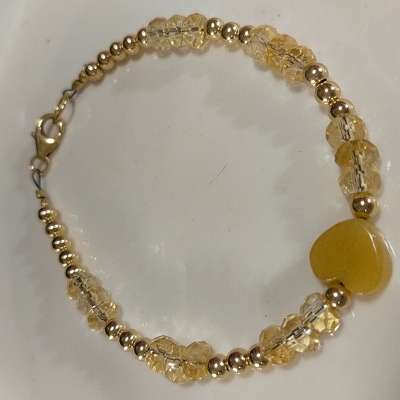 Topaz heart bracelet/ citrine/ 24 k gold bracelet - Picture 5 of 5